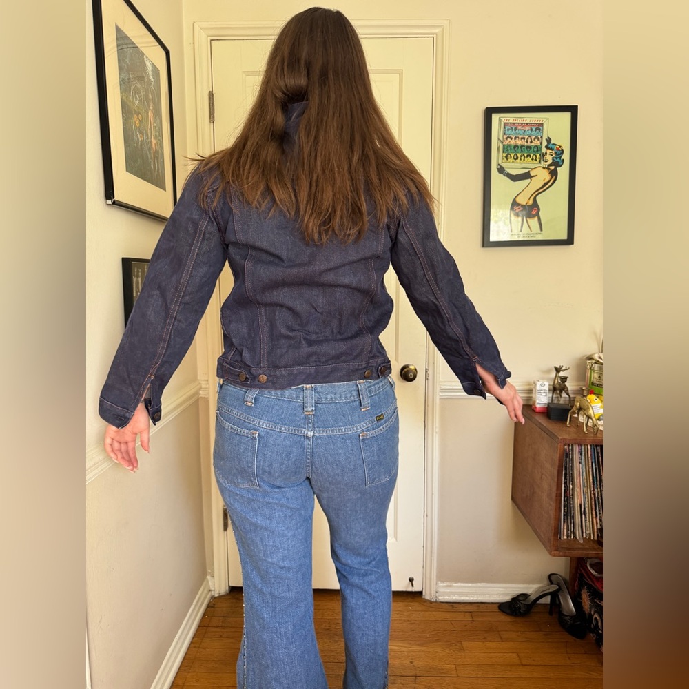 70s Vintage Kmart Dark Wash Cropped Denim Jacket - Picture 3 of 7